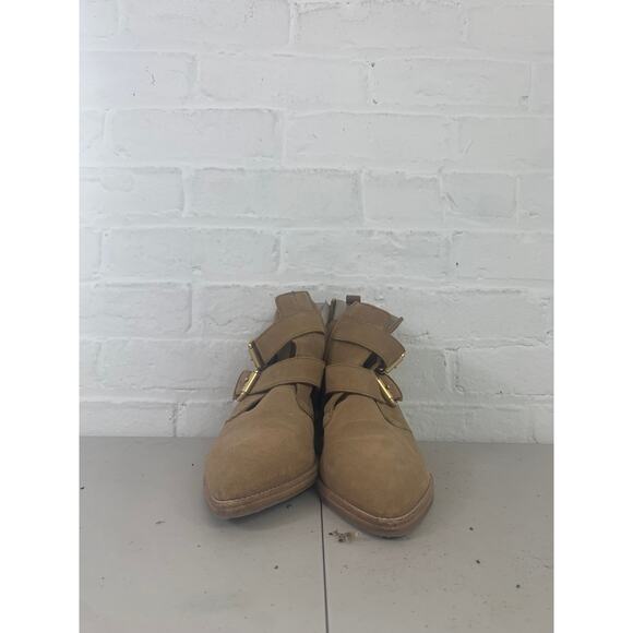 Boden Women's Suede Buckle Ankle Bootie Almond Toe Block Heel Tan Size US 9.5 - Picture 2 of 6